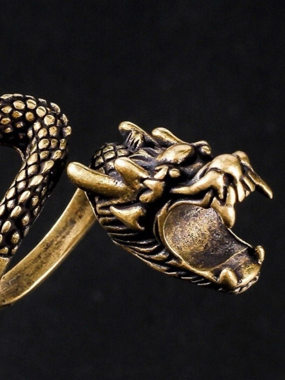 Adjustable Wraparound Bronze Dragon Ring